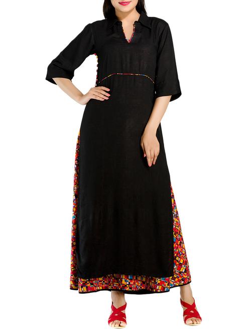 multi print black viscose kurti - 10757556 - Very Small Image - 1