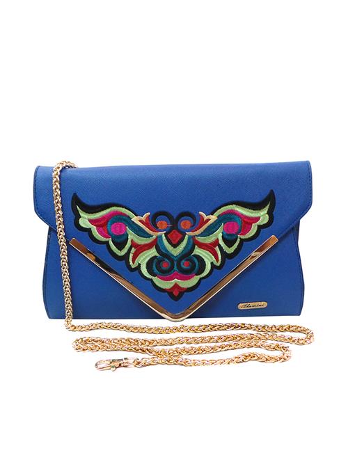 blue leatherette clutch - 10761234 - Very Small Image - 1