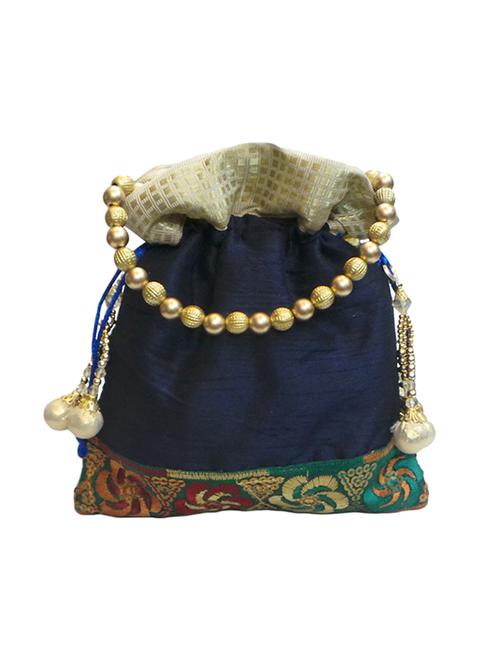 blue silk potli - 10761274 - Very Small Image - 1