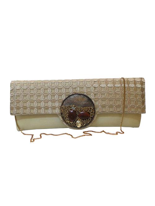 gold silk clutch - 10761296 - Very Small Image - 1