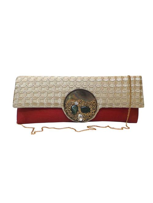 maroon silk clutch - 10761301 - Very Small Image - 1