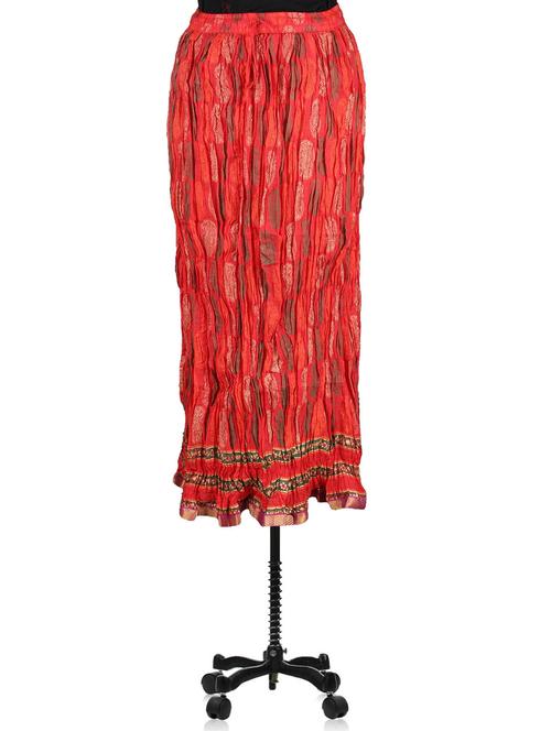 red block printed long skirt - 1076176 - Very Small Image - 1