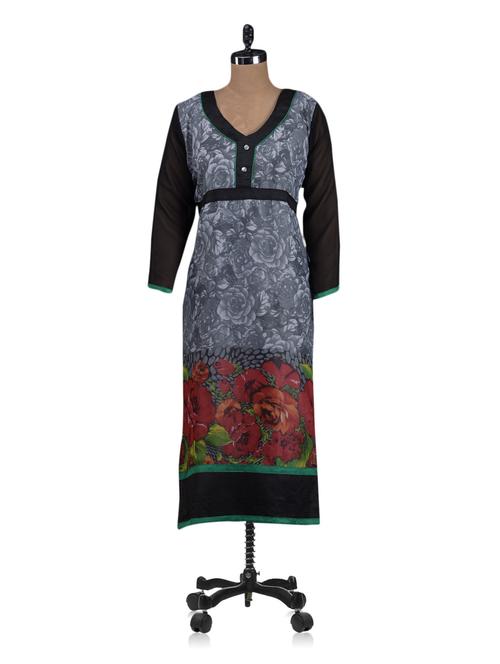floral print georgette kurta - 1076213 - Very Small Image - 1