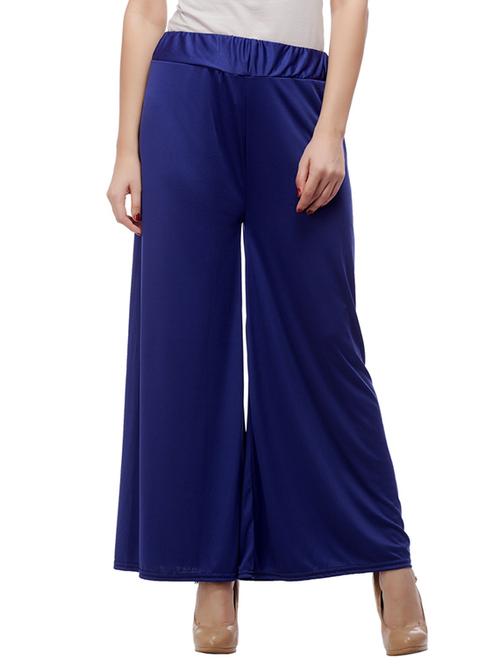 blue cotton lycra palazzos - 10763230 - Very Small Image - 1