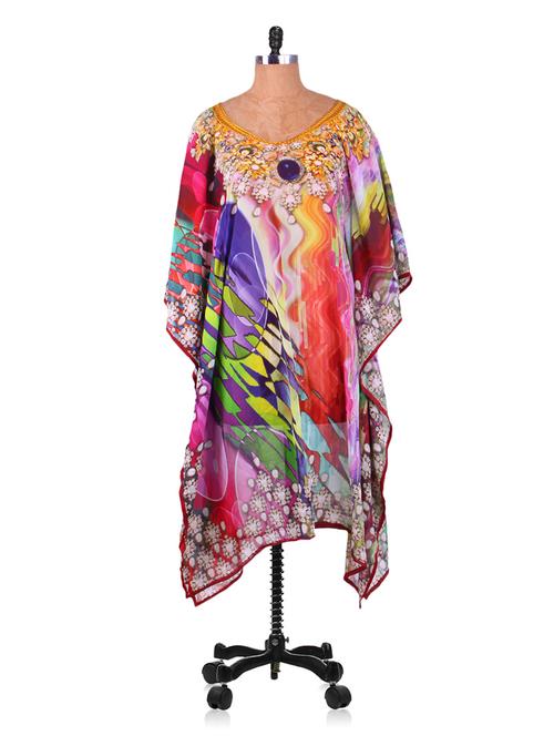 abstract digital printed georgette kaftan - 1076408 - Very Small Image - 1