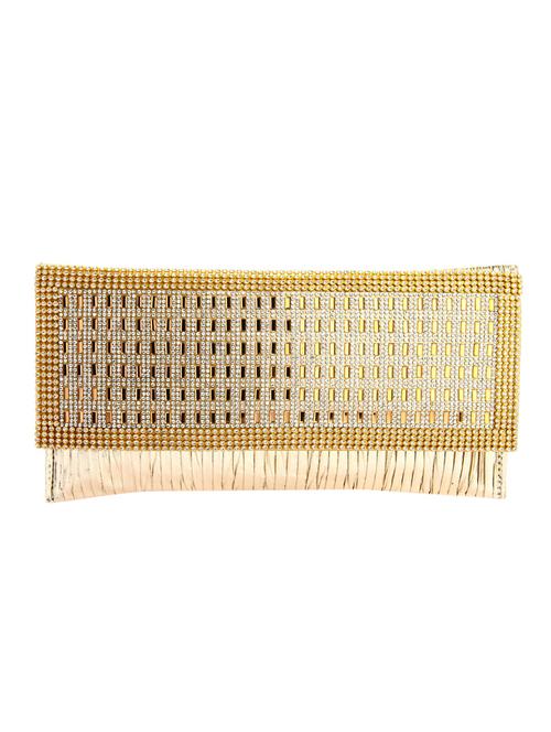gold leatherette (pu) ethnic clutch - 10766072 - Very Small Image - 1