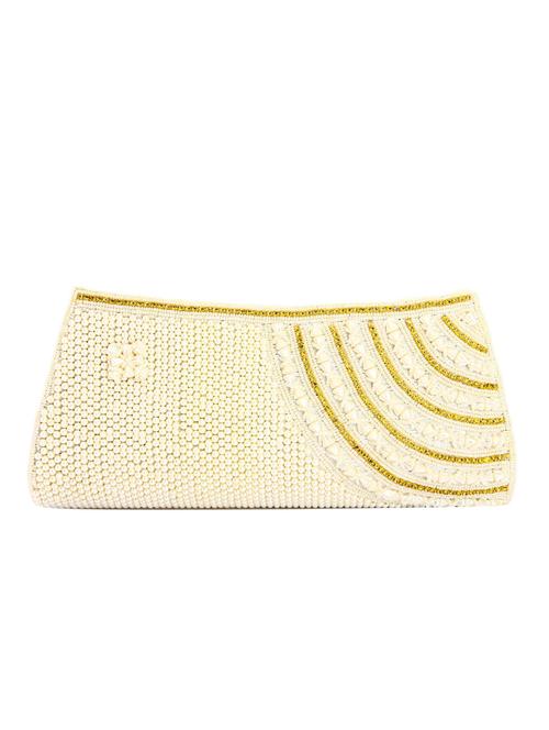 white leatherette (pu) ethnic clutch - 10766605 - Very Small Image - 1