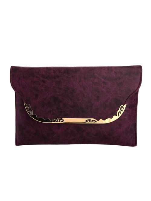 purple leatherette (pu) ethnic clutch - 10766882 - Very Small Image - 1