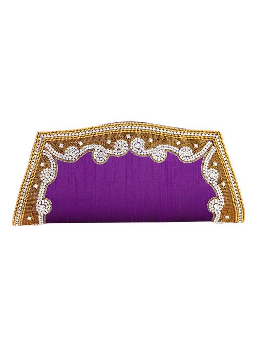 purple leatherette (pu) ethnic clutch - 10766956 - Very Small Image - 1