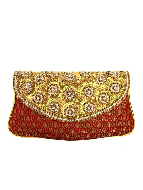 brown leatherette (pu) ethnic clutch - 10766968 - Very Small Image - 1