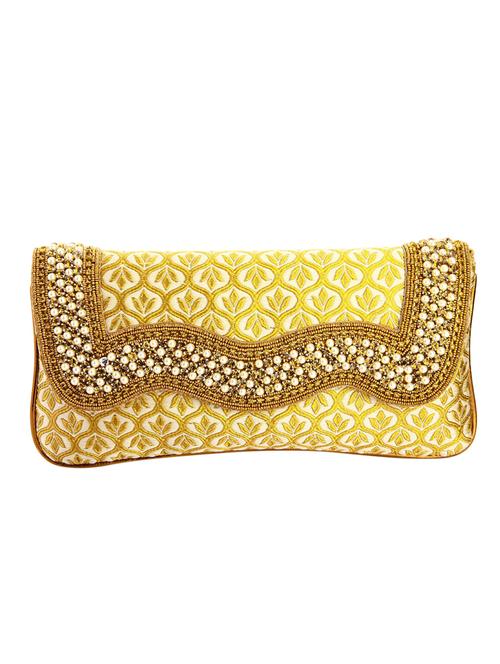 cream leatherette (pu) ethnic clutch - 10766976 - Very Small Image - 1