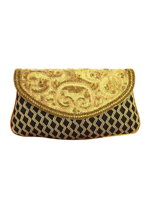 gold leatherette (pu) ethnic clutch - 10766982 - Very Small Image - 1
