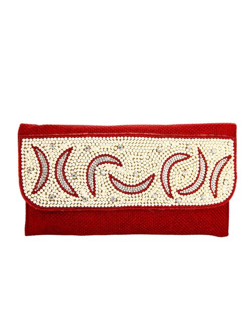 red leatherette (pu) ethnic clutch - 10767138 - Very Small Image - 1