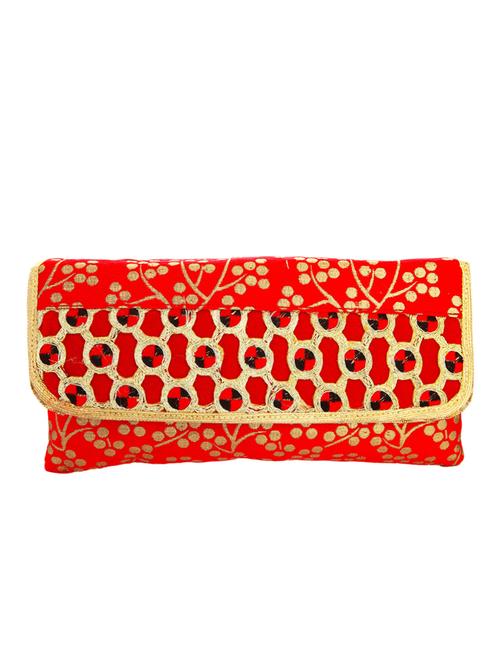 red leatherette (pu) ethnic clutch - 10767217 - Very Small Image - 1
