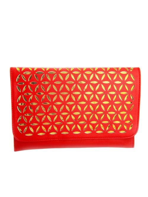 red leatherette (pu) ethnic clutch - 10767279 - Very Small Image - 1