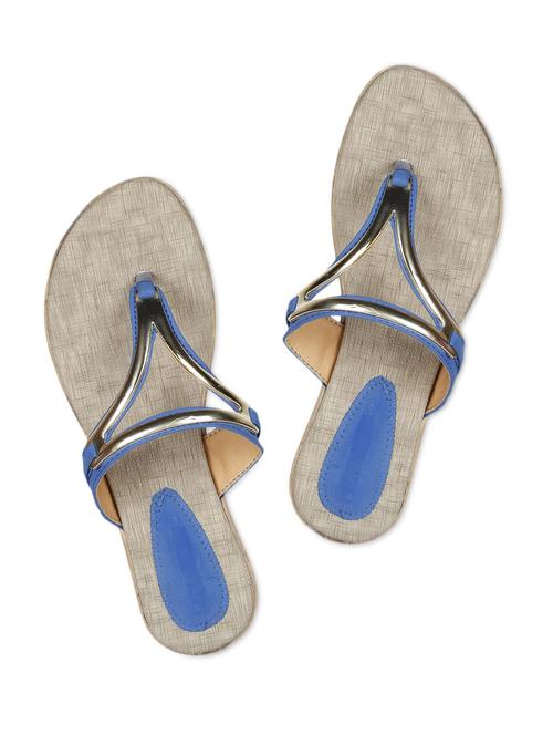 blue embelished leatherette flat sandal - 1076940 - Very Small Image - 1