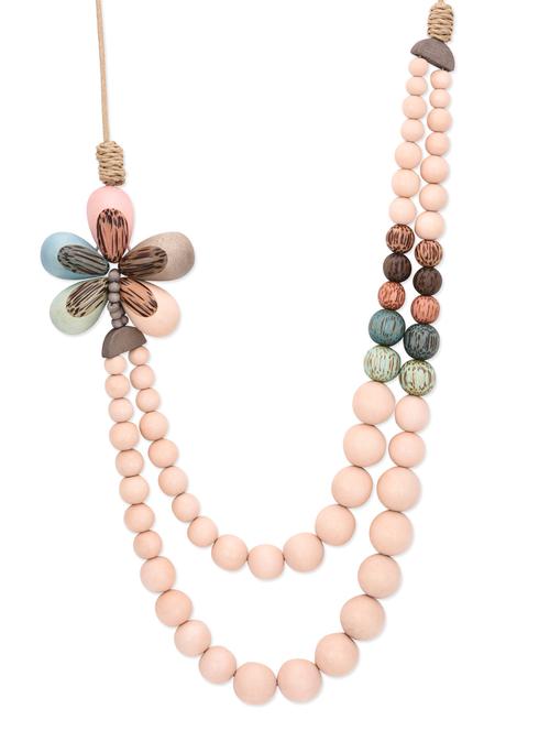 peach beaded wooden neckpiece - 10774174 - Very Small Image - 1