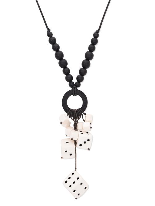 monochrome wooden beads embellished neckpiece - 10774176 - Very Small Image - 1