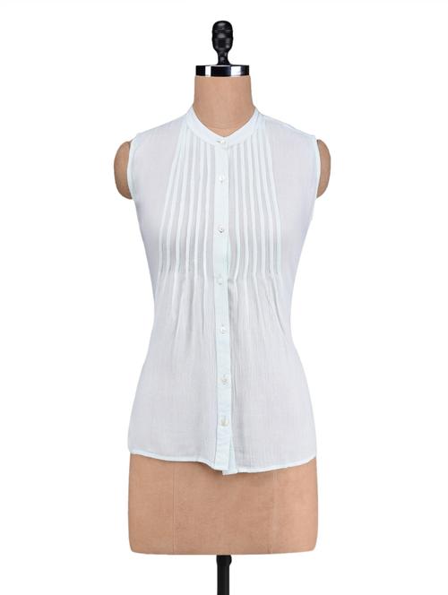 sleeveless pin tuck viscose shirt - 1077455 - Very Small Image - 1