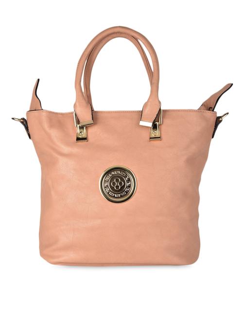 Solid peach faux leather tote - 1077912 - Very Small Image - 1