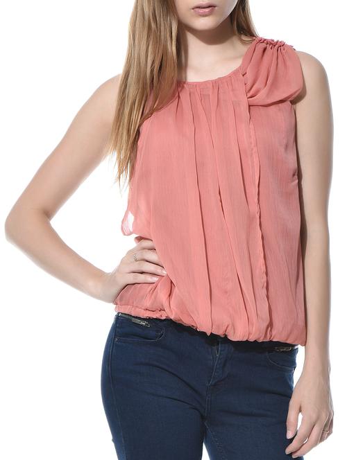 peach sleeveless chiffon top - 10780594 - Very Small Image - 1