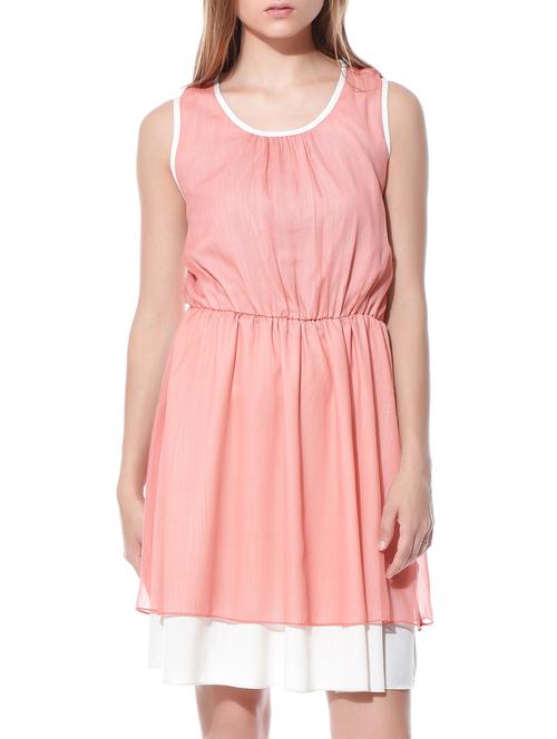 peach sleeveless chiffon layered dress - 10780596 - Very Small Image - 1