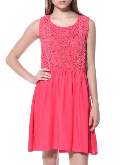 fuchsia sleeveless viscose dress - 10780601 - Very Small Image - 1