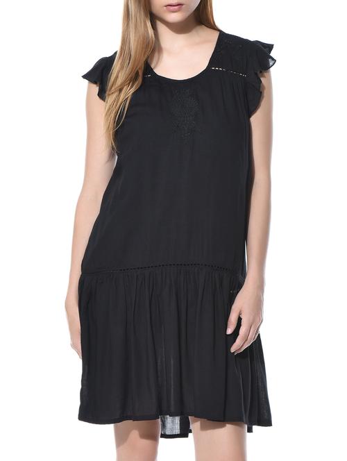 black embroidered viscose dress - 10780604 - Very Small Image - 1