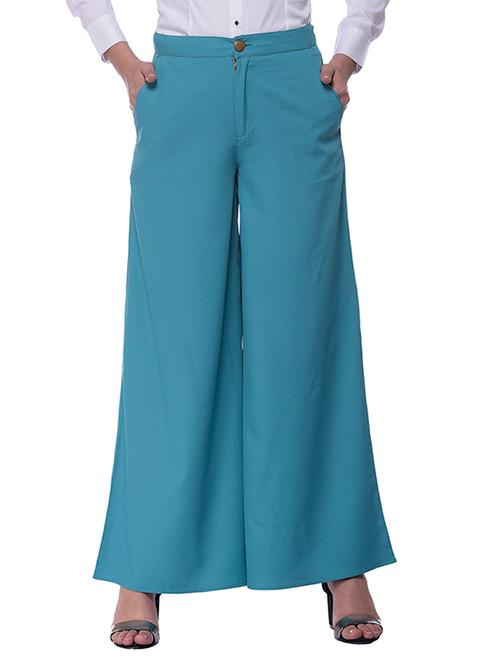 light blue polyester palazzos - 10781954 - Very Small Image - 1