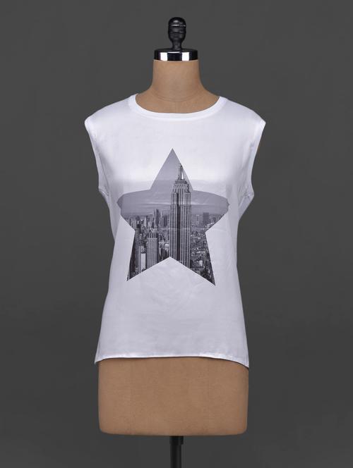 star printed sleeveless cotton top - 1078374 - Very Small Image - 1