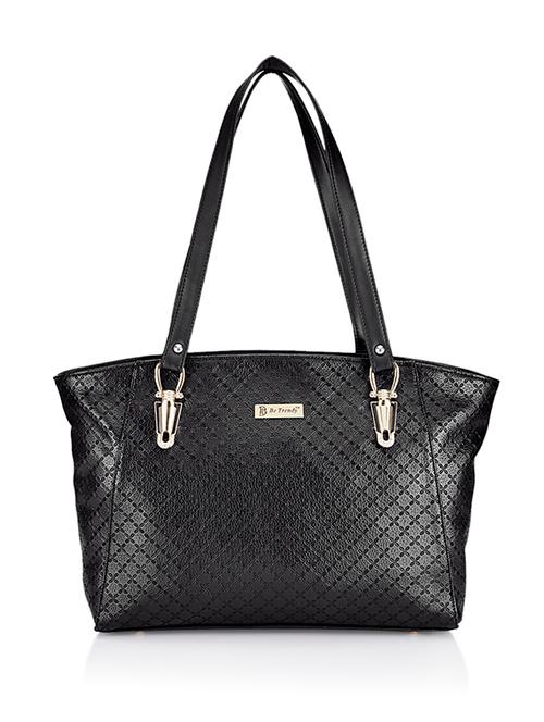 black leatherette textured handbag - 10788596 - Very Small Image - 1