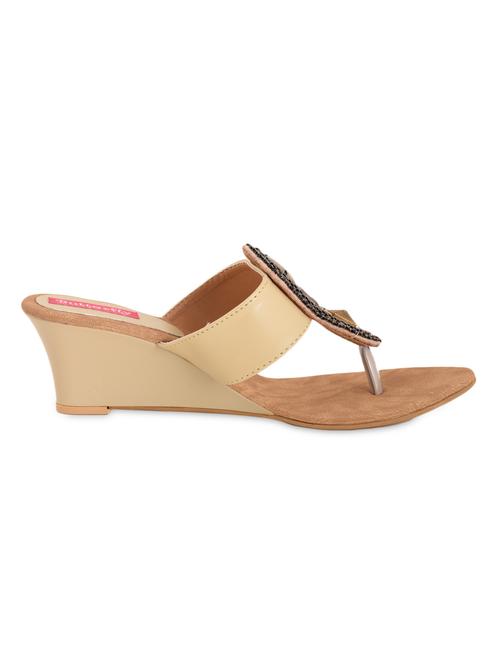 beige metal trim letherette strap wedges - 1079238 - Very Small Image - 1