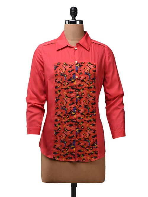 red printed rayon shirt - 1079647 - Very Small Image - 1