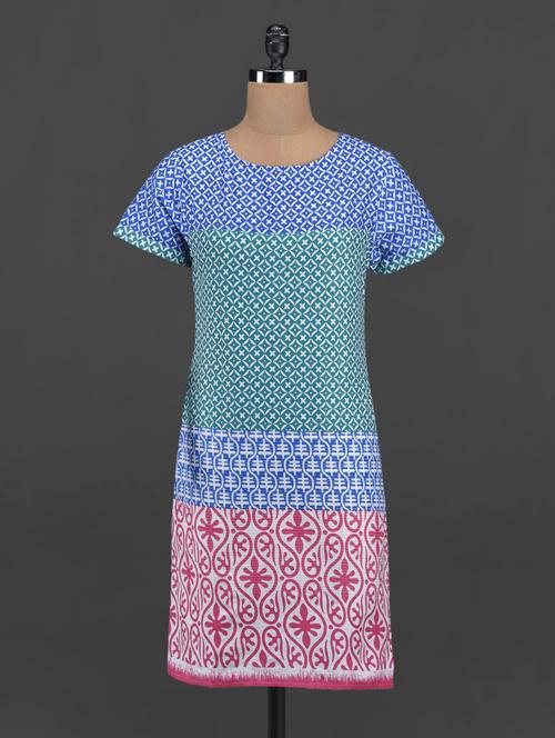 Multicolor Printed Short Sleeve Kurta - 1079826 - Very Small Image - 1