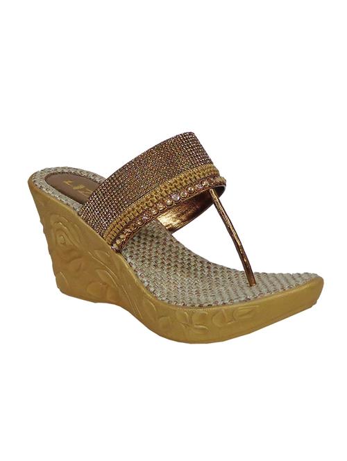 gold leatherette wedge - 10799035 - Very Small Image - 1