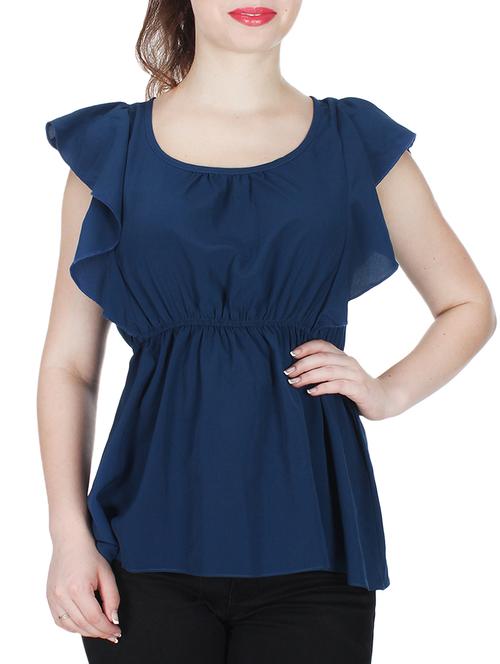 blue crepe top - 10799361 - Very Small Image - 1