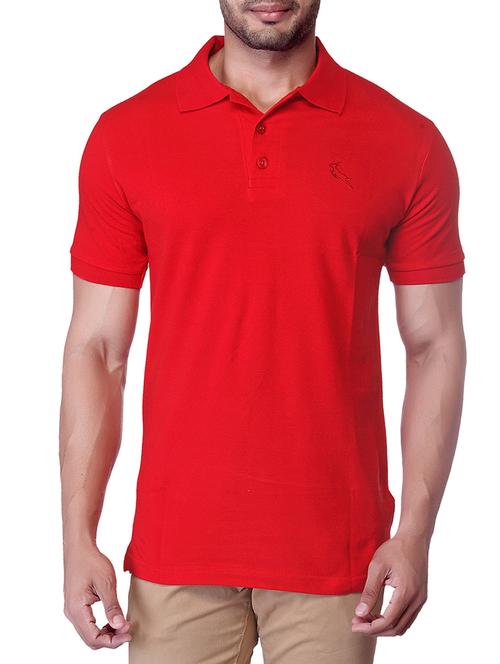 solid red cotton polo t-shirt - 10799548 - Very Small Image - 1