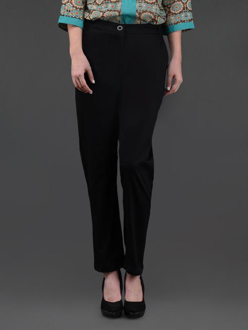 black cotton viscose formal trouser - 1080312 - Very Small Image - 1