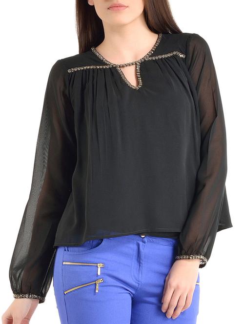 black georgette top - 10803356 - Very Small Image - 1