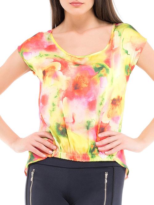 yellow silk blend asymmetric top - 10803375 - Very Small Image - 1