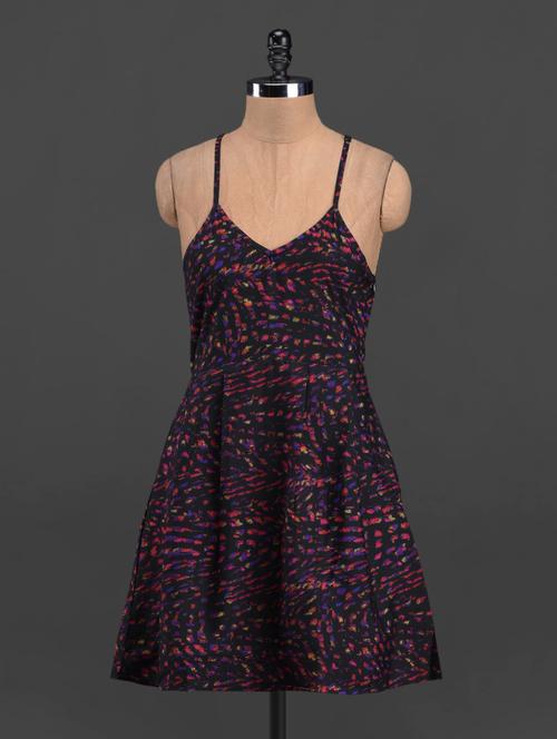 printed spaghetti strap a-line dress - 1080546 - Very Small Image - 1