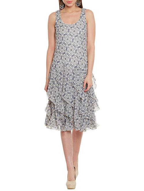 print ruffled dress - 10805486 - Very Small Image - 1