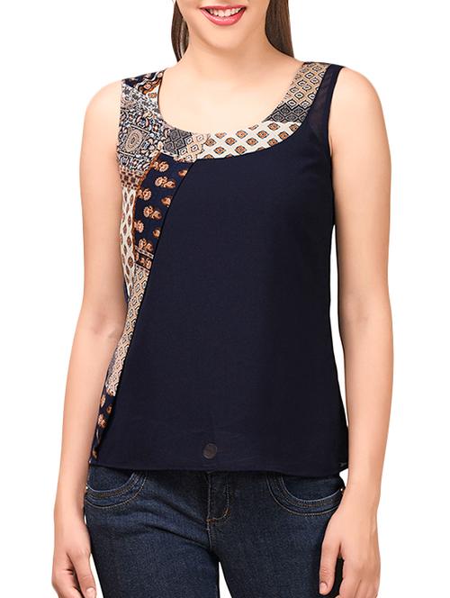 navy blue polyester top - 10805759 - Very Small Image - 1
