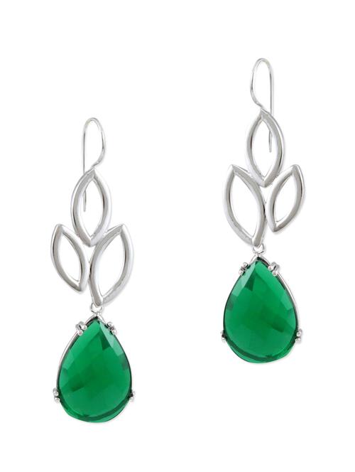 silver,green brass earring - 10807003 - Very Small Image - 1