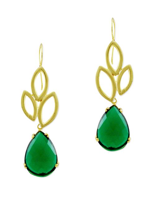 gold,green brass earring - 10807004 - Very Small Image - 1