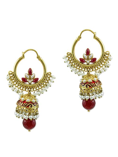 gold,red brass earring - 10807034 - Very Small Image - 1