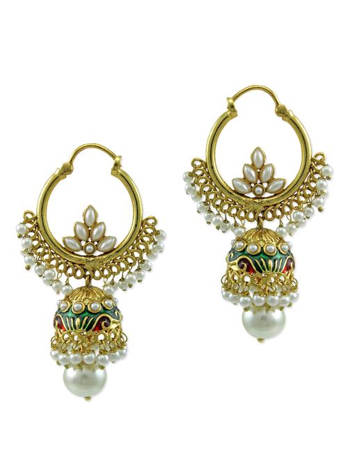 gold,white brass earring - 10807672 - Very Small Image - 1