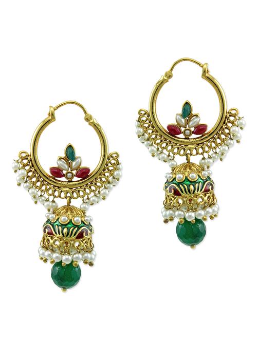 gold,green brass earring - 10807674 - Very Small Image - 1
