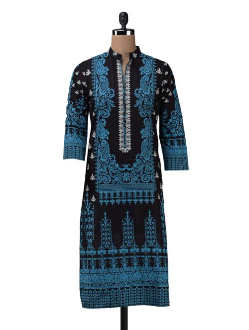 printed long sleeves cotton kurta - 1080990 - Very Small Image - 1