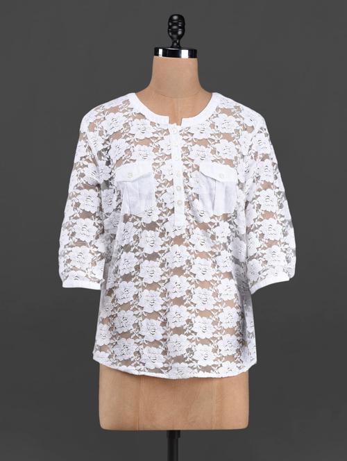 solid white lacy floral top - 1081030 - Very Small Image - 1